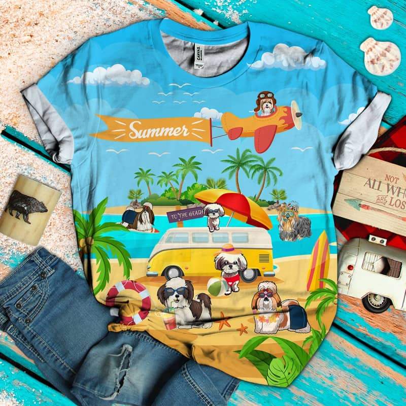 Shih Tzu On The Beach 3D Shirt