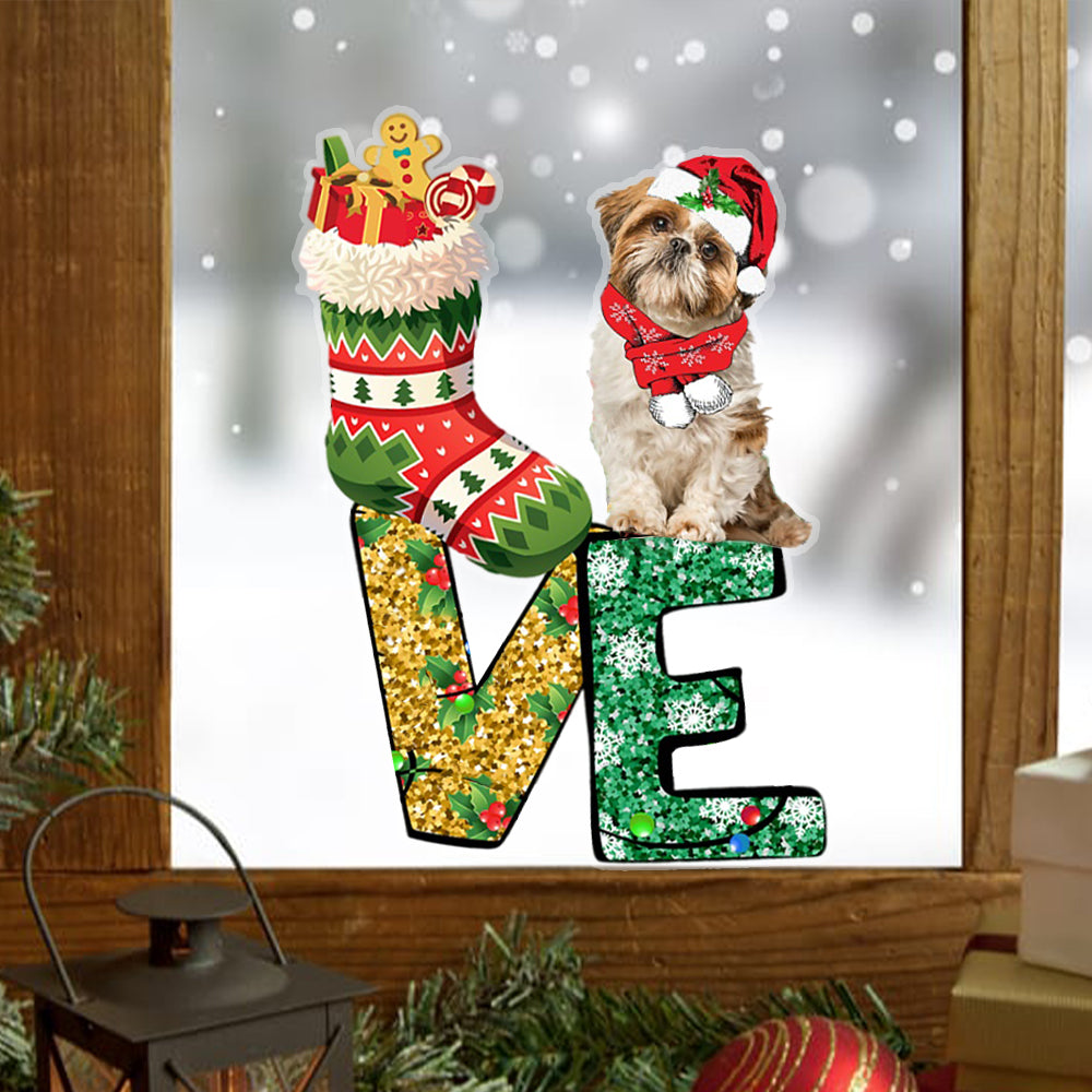 Shih Tzu LOVE Christmas Stocking Sticker