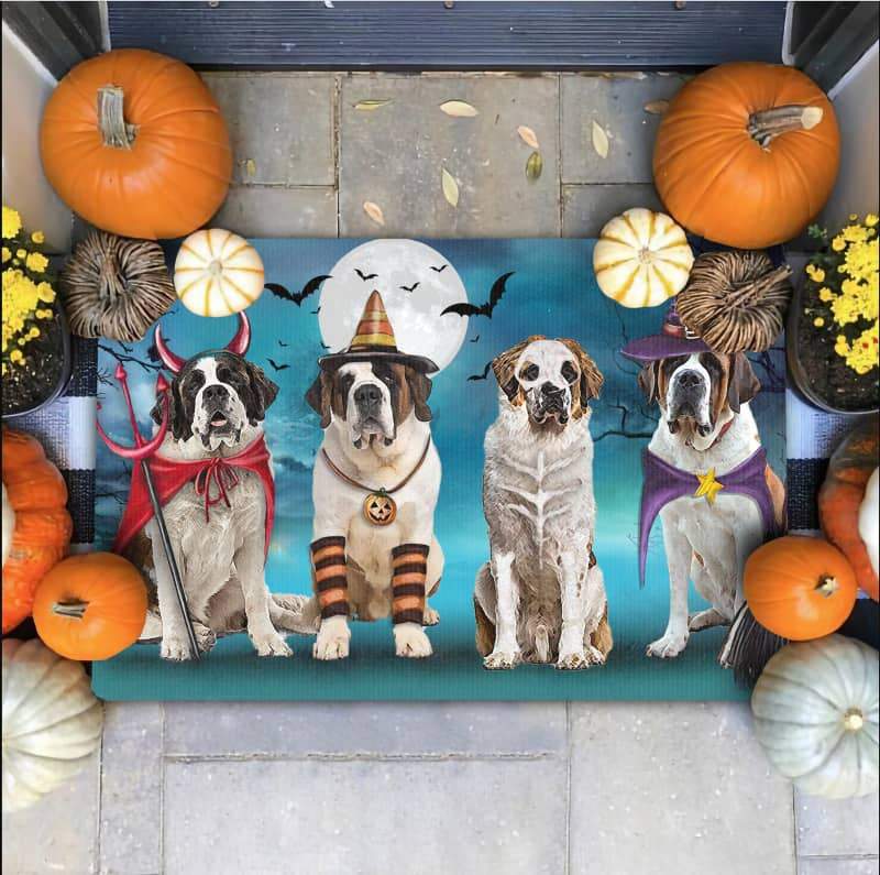 St. Bernard Costume Party Halloween Doormat