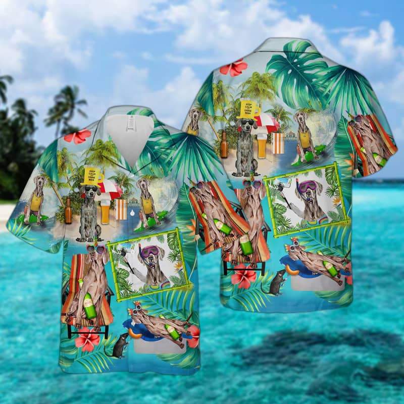 Weimaraner - Surfing Hawaiian Shirt