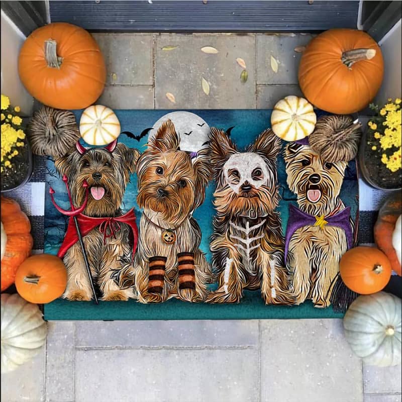 Yorkie Costume Party Halloween Doormat