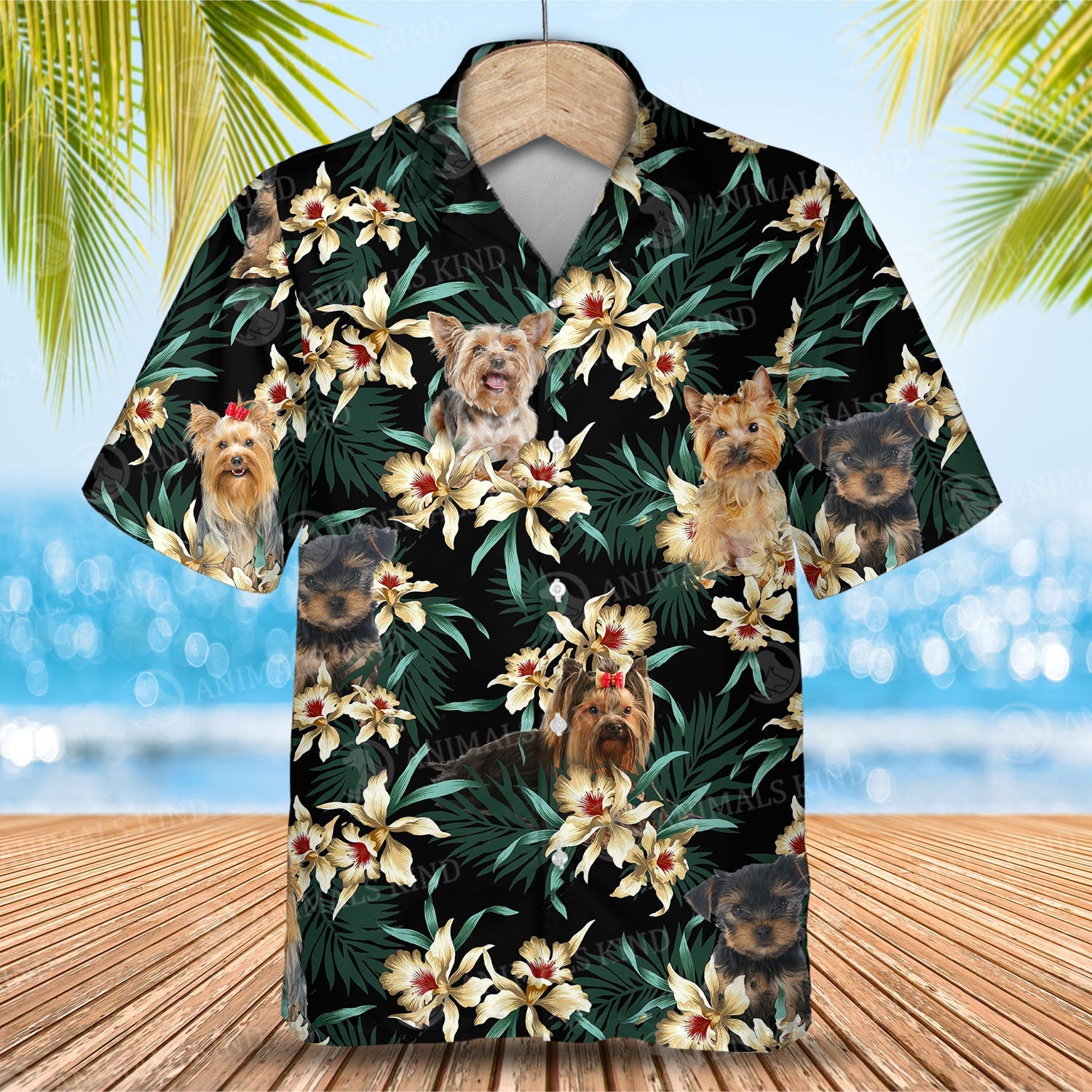 Yorkshire Terrier Flower Hawaiian Shirt