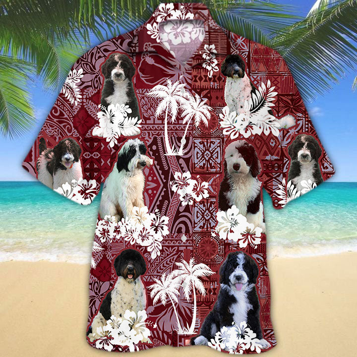 Black and White Goldendoodle Hawaiian Shirt 2